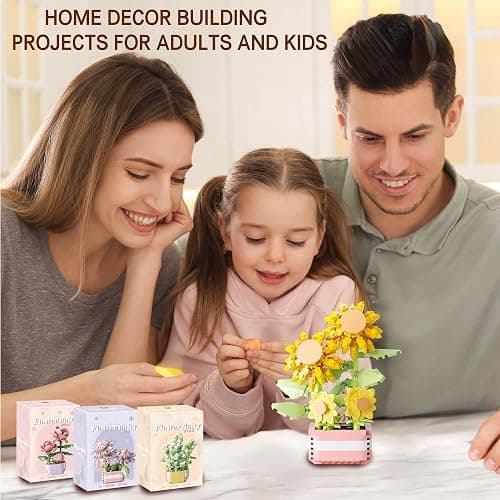 YINGYIWH Mini Flowers Botanical Collection Building Sets,Plants Office Home Decor Bonsai Building Toys, Creative Flowers Building Project for Adults, Gifts Ideas for Girls Women(4set) thumbnail 2