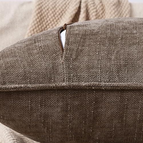 Cozoomy Set of 2 Soft Textured Decorative Throw Pillow Covers 18x18 Inch Cozy Farmhouse Cushion Cover Square Accent Pillow Cases for Bed Couch Sofa Living Room, Taupe Grey thumbnail 7