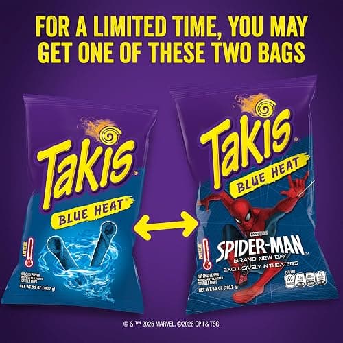 Takis Blue Heat Rolled Tortilla Chips, 9.9oz Bag | Extremely Spicy Hot Chili Pepper Flavor, Corn Snack Chips, Individual Bags, Sharing Size thumbnail 2