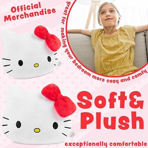 Get Trend Hello Kitty Sanrio 3D Plush Cushion for Sofa & Bed, Kawaii Hugging & Cuddle Cushion for Kids Teens & Adults, Bedroom Accessories, Gifts for Girls (White Hello Kitty, L37 x W32) thumbnail 4