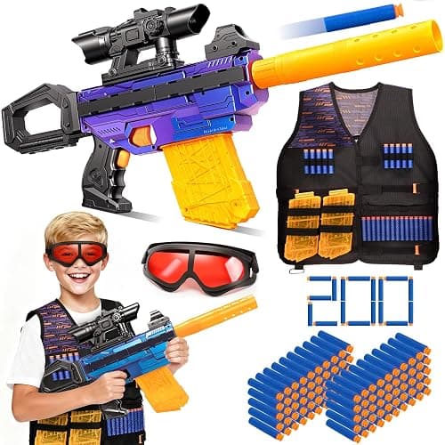 Toy Gun Automatic Sniper Rifle, Realistic Electric Toy Foam Blaster Sniper with Scope Tactical Vest Kit, Toy Gun for Boys 8-12, Birthday, Indoor Outdoor Shooting Game for Kids - Image 1