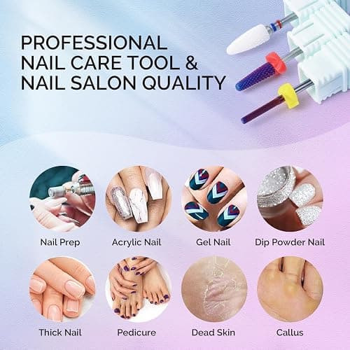 MelodySusie 3Pcs Nail Drill Bits Set, 3/32'' Carbide Tungsten Ceramic Bits, Flame, Nature Nail Buffer and Cone Shape Bits, Suitable for Manicure Pedicure Cuticle Gel Acrylic Remover thumbnail 5