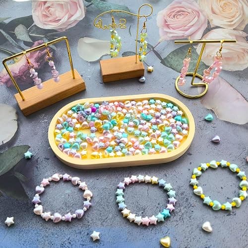 1000Pcs Acrylic Star Beads Hart Beads for Bracelet Jewelry Making, Pearlescent Acrylic ABS Pastel Colorful Cute Assorted Aesthetic Kawaii Bead for DIY Necklace Keychain Earing Phone Charms thumbnail 5