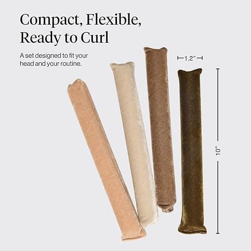 Kitsch XL Flexi Rods for Heatless Curls Overnight - Soft Velvet Hair Rollers for Women - Hair Curlers to Sleep In - Eucalyptus, 4pcs thumbnail 4