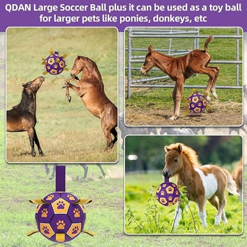 QDAN Extra Large Dog Toys Soccer Ball - Durable Dog Balls for Extra Large Dogs with Straps, Interactive Dog Tug Toy with Strap for Tug of War (9 Inch) thumbnail 5