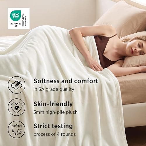 Bedsure Fleece Blankets King Size Cream - Bed Blanket Soft Lightweight Plush Cozy Fuzzy Luxury Microfiber, 108x90 inches thumbnail 4