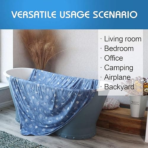 Ailemei Direct Cooling Throw Blanket with Double Sided Cold Effect, Lightweight Breathable Summer Coastal Theme Bed Blanket, Transfer Heat to Keep Body Cool for Hot Sleepers Night Sweats,50"x70" - Ocean - Throw XL 50"x70" thumbnail 7