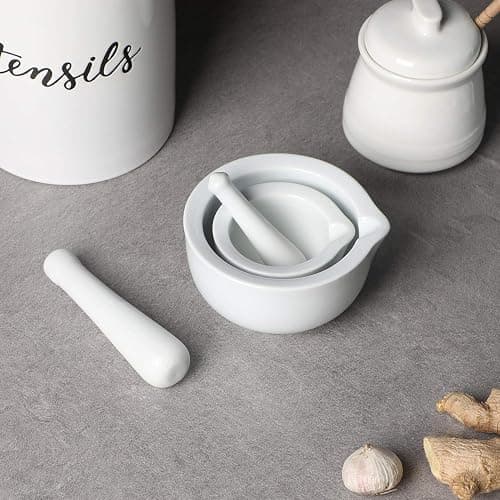 LEETOYI Small Ceramic Mortar Pestle Set, Herb Grinder Pill Crusher 3.3-inch | Ceramic Mortar Pestle Set, Herb Grinder Pill Crusher thumbnail 5