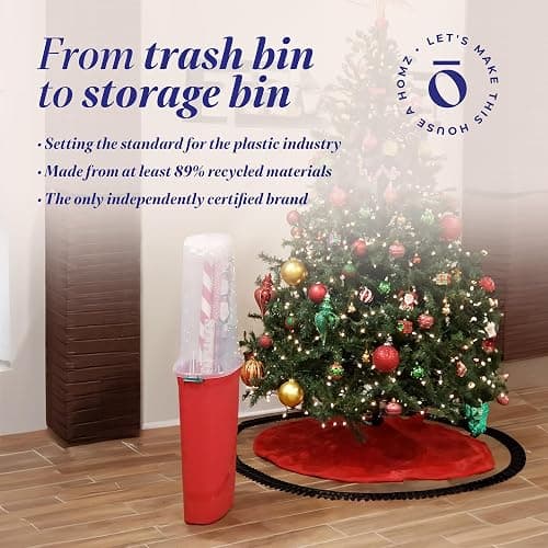 HOMZ 2-Pack Seasonal Holiday, Plastic Vertical Gift Wrap Storage Organizer, Red & Clear - Paper Wrapping Bin Containers for Christmas Gifts and Birthday Presents thumbnail 8