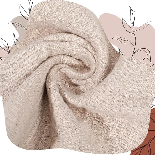 Meng Jiaran 5 Pack Baby Muslin Squares 23x22cm Baby Muslin Cloths Washcloths Natural Cotton Wipes Baby's Essentials for Newborn Wiping Feeding thumbnail 4