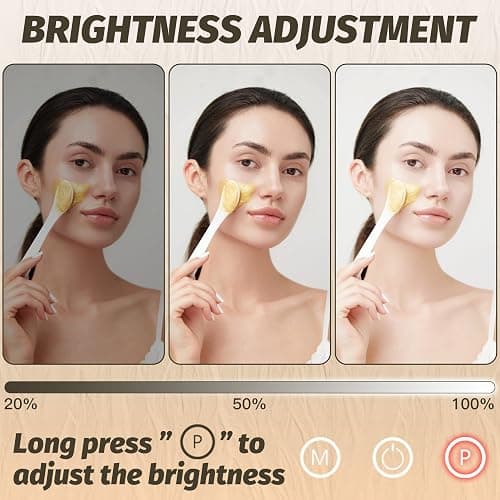 FENNIO Vanity Mirror with Lights 13'' x 17'' Makeup Mirror with Lights,Vanity Mirror Touch Screen with 3-Color Lighting,Dimmable,for Vanity Desk Bedroom White thumbnail 4