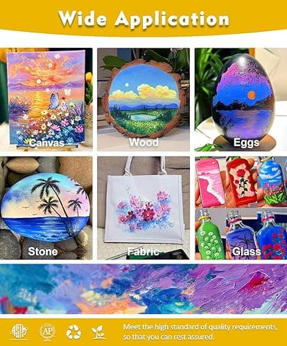 Colorful Acrylic Painting Kit - Paint Supplies Set with 24 Colors, 30 Brushes, 5 Canvases, 1 Pad, 2 Palette, 2 Sponge & 1 Wood Easel - Art Acrylic Paint Set for Beginners, Kids, Adults thumbnail 5