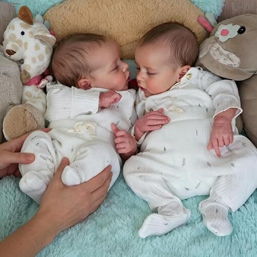 RXDOLL Reborn Baby Dolls Silicone Full Body Vinyl Twins Boys 18 inch Waterproof Lifelike Twin Baby Dolls that Look Real Life Full Silicone Reborn Dolls Twins Boys Xmas Gifts thumbnail 3