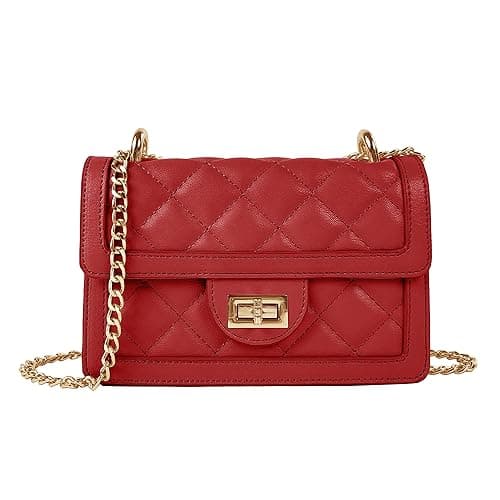 SG SUGU Small Quilted Crossbody Bag, Trendy Designer Mini Shoulder Bag, Phone Wallet Purse for Women - Red