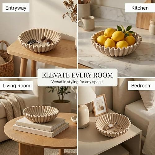 OAKOA Large Decorative Bowl for Home Decor - Purse Bowl Decor - Key Bowl for Entryway Table - Coffee Table Bowl - Organic Modern Home Decor thumbnail 4