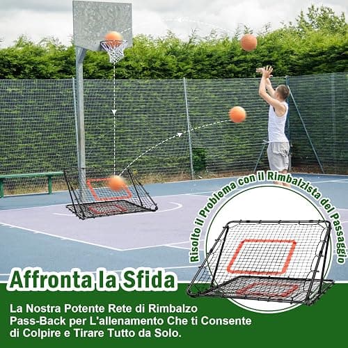 Rete Rimbalzo Calcio Doppio Lato Pieghevole, Rete da Rimbalzo per Pallavolo Angolo Regolabile, con Target per Allenamento Abilità, Facile da Montare, per Calcio, Baseball e Pallavolo thumbnail 6
