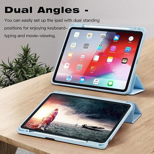 Hülle für iPad Air 7 11 Zoll 2025 M3/Air 6 2024 M2/Air 5/4 2022 2020 10,9 Zoll mit Stifthalter, Magnet-Trifold Hülle mit iPencil 2. Gen Aufladen, Auto Schlafen/Wachen, Leichter TPU Schutz, Hellblau thumbnail 6