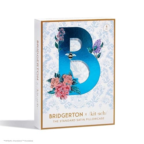 Kitsch x Bridgerton Satin Pillowcase with Zipper for Hair Skin, Softer Than Silk Pillow Cases, Wrinkle-Free, Cooling Satin Pillow Covers, Bridgerton - Toile De Blue, Standard Size (19"x26") thumbnail 4