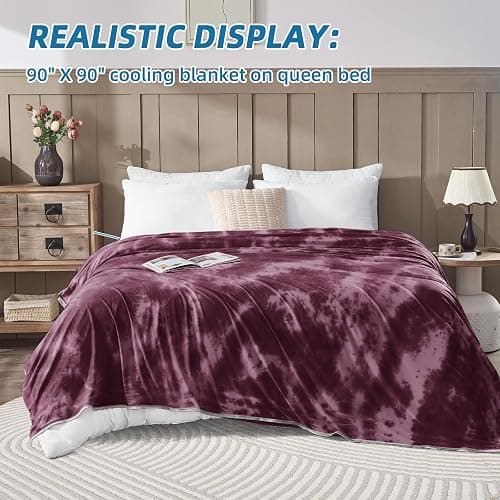 inhand Cooling Blanket Queen Size (90"x90"), Cooling Blankets for Hot Sleepers, Absorbs Heat to Keep Adults Cool for Summer Nights Sweats, Thin Cold Lightweight Blanket for Couch Bed, All Season Use thumbnail 8