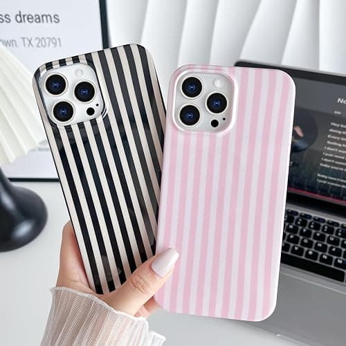 Yeddabox for iPhone 13 Pro Max Case Cute Striped Phone Case Soft TPU Slim Shockproof Phone Cover for Women Girls, Pink thumbnail 6