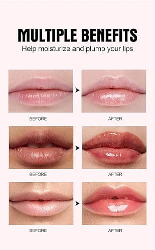 Plumping Lip Oil With Chili Extract - Fuller Lips Instantly! Ultra-Hydrating & Nourishing, Glossy Finish Lip Glow Oil, Lip Plumping Booster Plump, Smooth, and Define Your Lips Naturally (01 Pink) thumbnail 3