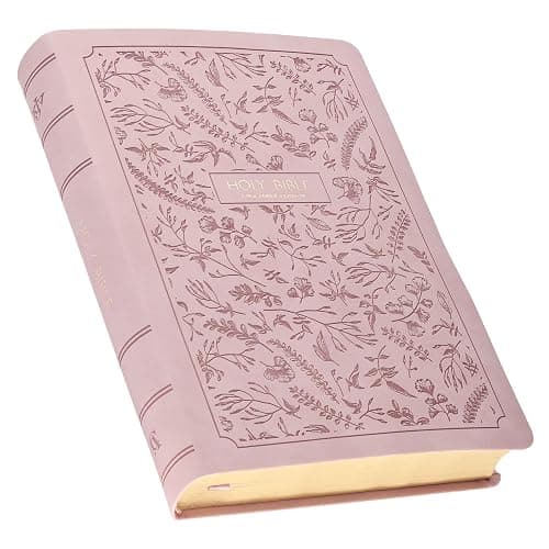 KJV Holy Bible, Giant Print Full-size Red Letter Edition, Thumb Index Tabs & Ribbon Marker, King James Version, Vegan Leather, Blush Pink, 14 pt. Type (KJV Full Size GP Editions) - Image 1