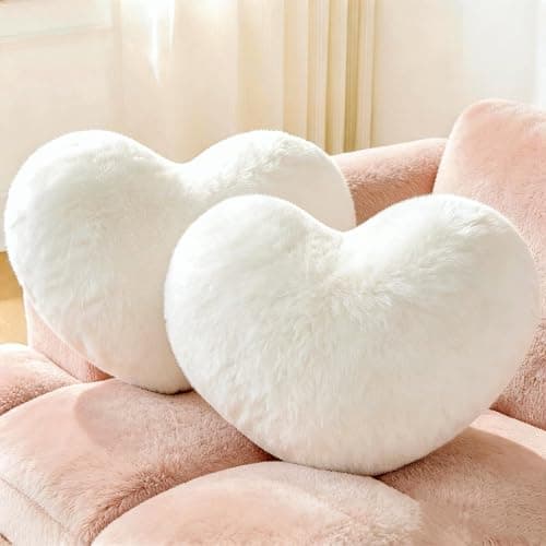 2PCS Heart Throw Pillows Room Decor Home Decor Bedroom Decor,White 9"*13" | Decorative Pillows Living Room Decor Office Decor Outdoor Couch Pillows Bed Cute Throw Pillows for Couch Car Valentine Gifts - Image 1