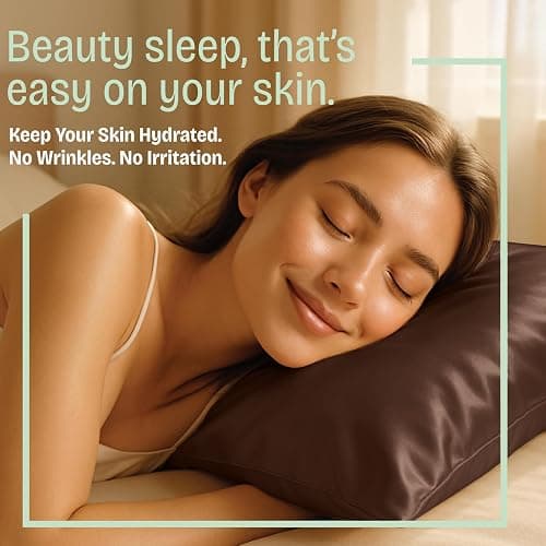 BLISSFORD Brown Satin Pillowcase with Zipper, for Hair and Skin Care, Feels Soft and Cool Like a Silk Pillowcase, Satin Pillow Cases 2 Pack, Slik Pillow Cover, Standard Size, Set of 2 thumbnail 5