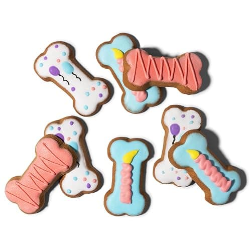 Thoughtfully Pets, Pink Dog Birthday Cookie Gift Set, Hand Decorated Crunchy Dog Treats in Bone Shapes, Great for Birthdays, Set of 8 thumbnail 2