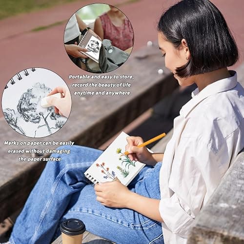 UZLU 5 Pcs Sketch Book Bulk 9 x 12 in 200 Sheets Top Spiral Bound Sketch Pad Drawing Paper 40 Sheets Each Acid Free Mixed Media Sketchbook 68lb/100gsm Art Supplies for Beginner Artist thumbnail 5