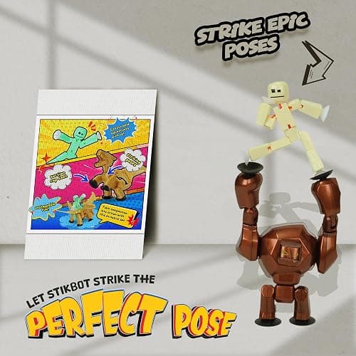 Zing StikBot & Mega Monster Stop-Motion Animation Pack – Exclusive Butter Yellow StikBot + Bronze Gigantus Figure, Creative Toy for Kids Age 4+ thumbnail 5
