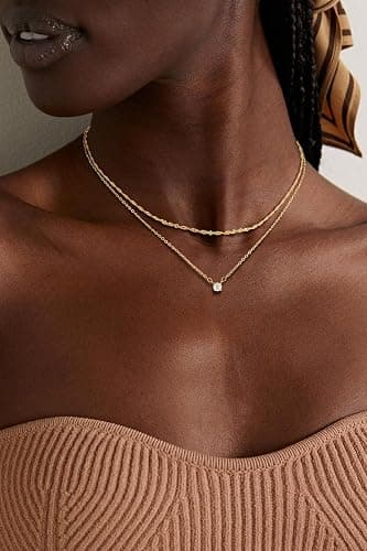 Hothrty Layered Gold Necklace for Women Trendy 14K Gold Plated Heart CZ Pendant Layered Gold Necklaces Set Coin Choker Necklaces Simple Circle Cubic Zirconia Pearl Necklace Stack Herringbone Paperclip Chain Jewelry Set thumbnail 4