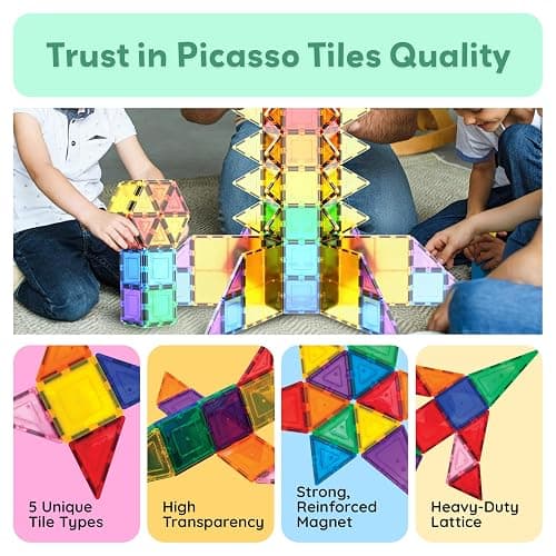 PicassoTiles 100 Piece Set 100pcs Magnet Building Tiles Clear Magnetic 3D Blocks Construction Playboards, Creativity Beyond Imagination, Inspirational, Recreational, Educational Conventional thumbnail 6