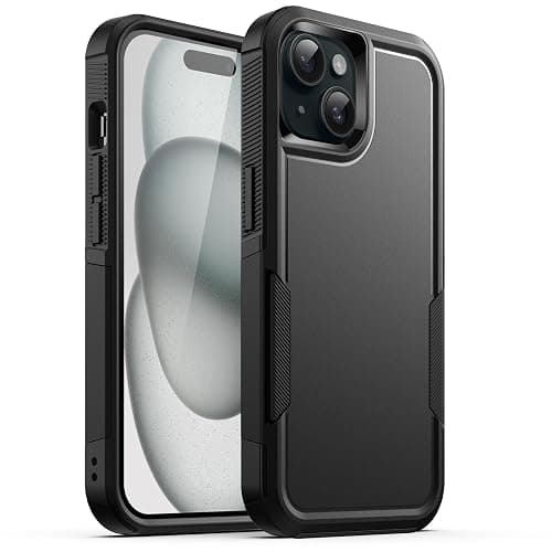JETech Case for iPhone 15 Plus 6.7-Inch, Heavy Duty Dual-Layer Rugged Protection, Shockproof Protective Tough Phone Cover with Matte Back (Black) - Image 1