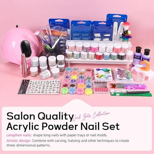 Acrylic Nails Kit Set 29 Colors with UV Lamp & Electric Drill, 2x60ml Monomer - All-in-One Nail Art Supplies for Beginners with Everything | All-in-One, for Beginners, with UV Lamp, with Everything thumbnail 2