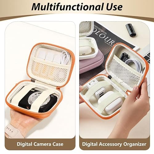 Linpr Digital Camera Case for CAMKORY, KODAK PIXPRO FZ45/FZ55, Canon IXUS 285 HS, Lecran, Small Travel Compact Camera Holder with Mesh Pocket for Accessories SD Card (Orange) thumbnail 7