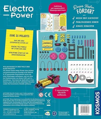 KOSMOS 620707 Electro Power – Einstieg in die Welt der Elektrizität, Amazon Exklusiv, Technik Experimentierkasten für Kinder ab 8 Jahre, Elektronik Baukasten mit 5 motorisierten Modellen thumbnail 6
