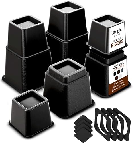 Utopia Bedding Bed Riser, 3 & 5 Inches Adjustable Furniture Risers for 8 Inch Combined Furniture Lift, Under Bed Storage & Dorm Room Essential, Supports Up to 1,300 lbs (4 Set, Black) - Image 1
