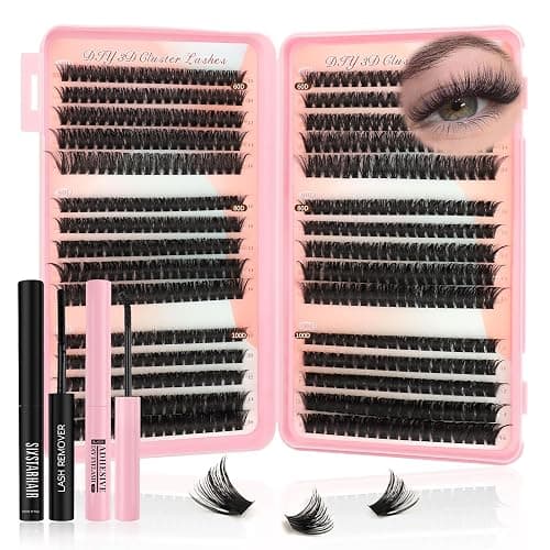 Sixstarhair Cluster Lashes Kit 580Pcs Individual Eyelashes Book Natural Eye Lashes Book with Glue and Remover 10-16mm Eyelash Clusters D Curl Volume DIY Eye Lashes Extension kit (60+80+100D) - Image 1