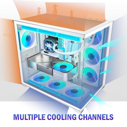 KEDIERS PC CASE 7 ARGB Fans Pre-Installed, Mid Tower ATX PC Case with Panoramic Tempered Glass, Gaming Computer Case,360MM RAD Support,White,K4 thumbnail 13