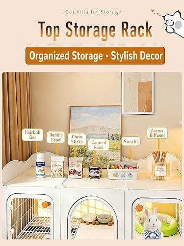VNE Rabbit Cage with Storage Shelf & Wheels, Bunny Cage Indoor | Storage Shelf, Wheels, Transparent Door, Pull-Out Tray thumbnail 5