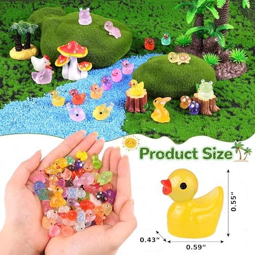 110PCS Mini Resin Animals Tiny Cute Glow Figures in Dark, Miniature Figurine to Hide, Little Animal Toys Small Accessories for Topper Desk Garden Dollhouse Landscape Aquarium Ornaments Crafts & Decor thumbnail 2