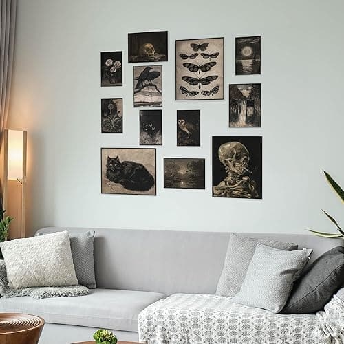 KONGSY Gothic Victorian Grunge Wall Art Prints - Set of 12 Unframed | Dark Moody Aesthetic Pictures, Creepy Goth Posters, Vintage Gothic Paintings for Home, Bedroom, Dorm Decor Decorations - Gothic thumbnail 4