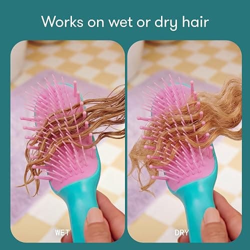 Frida for Kids Curly Hair Brush, Detangling Brush for Curls, Kids | Comb-and-bristle detangling brush works through knots in curls, coils and waves on wet or dry hair. thumbnail 4