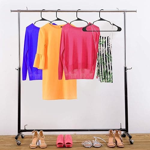 Utopia Home Plastic Hangers 100 Pack - Perfect Space Saving Clothes Hanger - Durable and Strong - Perfect Closet Organizers with Shoulder Grooves (Black) thumbnail 2