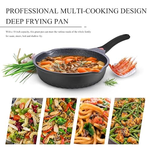 Vinchef New Handle Update 11In/5Qt Aluminum Nonstick Deep Frying Pan with Lid and Heat Indicator, Anti Scratch and Anti Stain Deep Saute Pan, Induction Compatible thumbnail 5