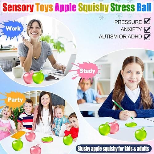 2PCS Apple Squishy Toys, Slow Rising Squishy Fidget Toys, Sugar Squish y Apple Fidget Squish y Fruit Squish y Sensory Toy Gift for Kids Adults thumbnail 3