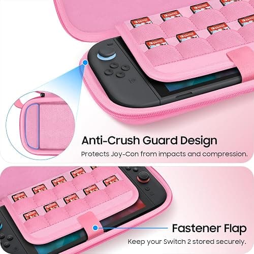 FINTIE Ultra Slim Protective Carrying Case for Nintendo Switch 2 (2025) | Anti-Crush Joy-Con Protection, 10 Game Card Slots, Amiibo Cards Storage Bag, Travel & Everyday Essential, Pink thumbnail 4