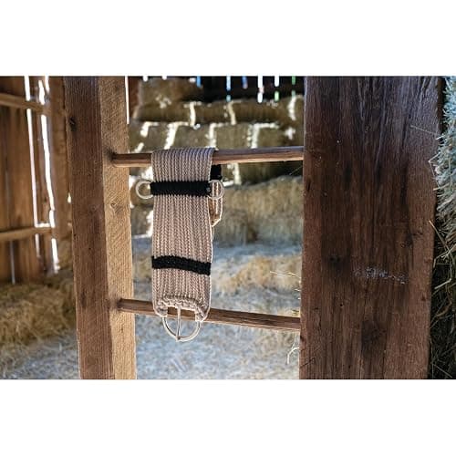 Weaver Equine Rayon 17 Strand Horse Cinch, Anti-Slip Saddle Cinch Girth with Flat Buckle, Western Horse Riding Supplies, ‎Tan/Black thumbnail 3