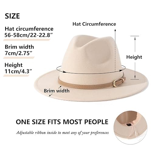 Lisianthus Women Classic Felt Fedora Wide Brim Hat with Belt Buckle thumbnail 5